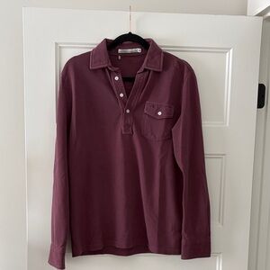 Criquet Burgundy Long Sleeve Polo Shirt